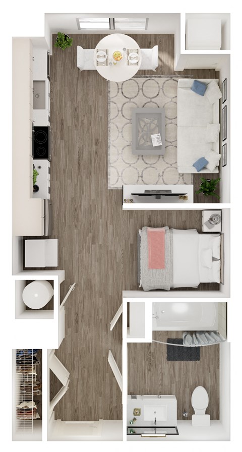 Floor plan for studio, 1 bath, 451 sqft